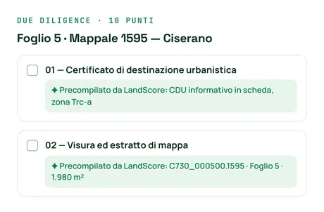 La due diligence in dieci punti di una particella di Ciserano